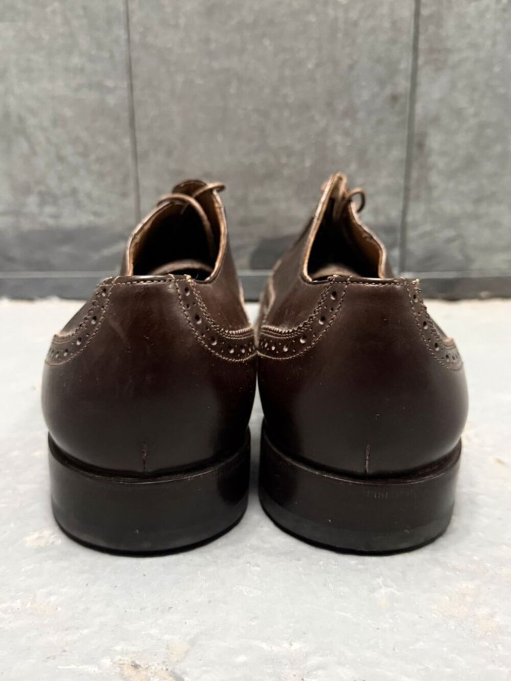 SALVATORE FERRAGAMO TRAMEZZA Dark Brown Brogue Wingtip Leather Shoes Sz 10.5 EE - Picture 6 of 13